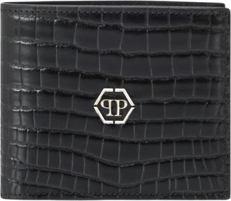 Philipp Plein Leather French Wallet Cocco - Heren - Portefeuilles - Zwart - ONE Size - Leer - Accessoires
