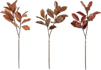 Melrose International Fall Magnolia Leaf Spray (Set of 6) - Orange, Red, Brown