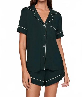 Eberjey Gisele Relaxed Short Pajama Set In Forest Green