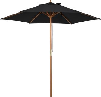 OUTSUNNY 2.5m Wood Garden Parasol Sun Shade Patio Outdoor Wooden Umbrella Canopy | TJ Hughes
