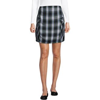 Lands End School Uniform Young Side Pleat Plaid Skort Above the Knee in White Plaid at Nordstrom, Size 10