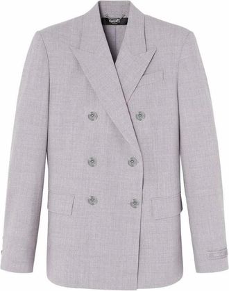 Versace Blazer de Mezclilla de Doble Botonadura - Jackets - Mujer - Gris - L