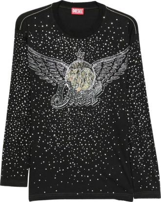 Diesel Tops, Dames, Zwart, S, Katoen, T-Edro-Crt-Ls-C