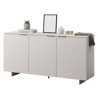 Dmora Aparador Neto, Aparador De Sal&oacute;n Con Tres Puertas Batientes, Elevado Del Suelo, 180x42 H90 Cm, Beige