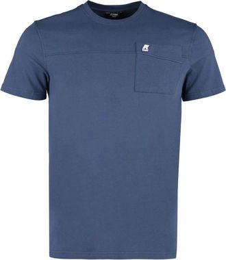 K-Way Logo Katoenen T-shirt - Heren - T-shirts - Blauw - S - Katoen - Tops