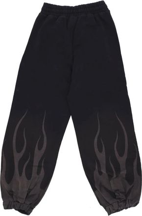 Vision Of Super Zwarte Vlammen Fleece Trainingsbroek - Dames - Sweatpants - Zwart - S - Katoen - Broeken