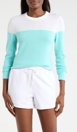 Lord & Taylor Merino Wool Blend Sweater in Limpet/Brilliant White at Nordstrom, Size X-Large