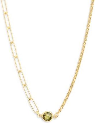 Meshmerise Mix Chain Oval Crystal Necklace in Gold/Green at Nordstrom Rack