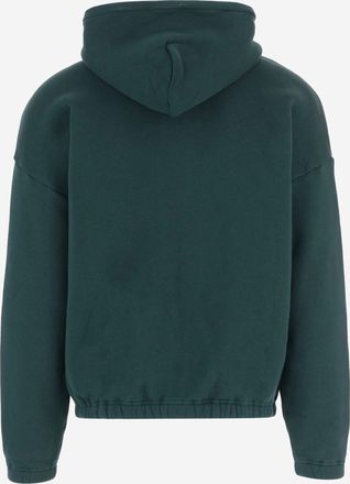 Autry Mens Cotton Zip-Up Hoodie Green Sweatshirts Sweater