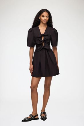 Ganni Black Cotton Mini Dress - Size 34 Organic