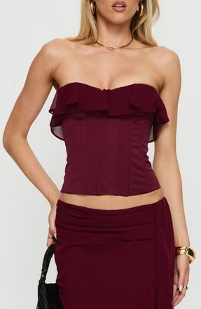 Princess Polly Holliann Ruffle Strapless Corset Top in Wine at Nordstrom, Size 10