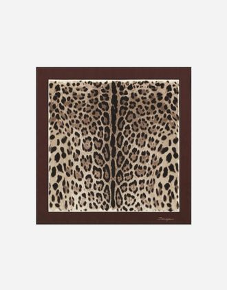 Dolce & Gabbana Tuch 50 X 50 Aus Twill Leoprint - Frau Schals Und T&uuml;cher Braun Seide Onesize