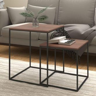 vidaXL Vidaxl - Set di Tavolini 2 pz in Legno Multistrato e Metallo