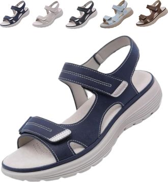Generic Orthopedic Womens Sandals for Pain Relief - ErgoLiva, Orthopedic Sandals Women, Elegant Flat Shoes with Velcro Closure (Dark blue, Adult, Women, 4, Nu