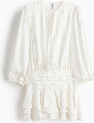H&M Kleid mit Stufenjupe - White