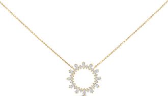 House of Brilliance 14K Yellow Gold Plated Sterling Silver 3/4 Cttw Diamond Starburst Pendant Necklace