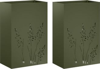 vidaXL Macetero De Jard&iacute;n 2 Uds. Verde Oliva 50 X 30 X 75 Cm Vidaxl