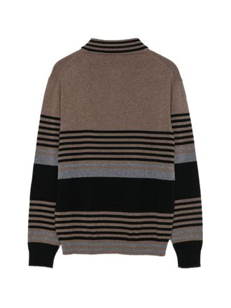 Paul Smith Horizontal Striped Knit Polo - Brown