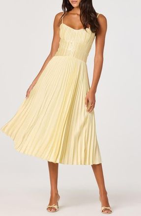 ASTR the Label Shionagh Pleated A-Line Dress in Yellow at Nordstrom, Size X-Small