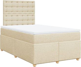 vidaXL Cama Box Spring Con Colch&oacute;n Tela Color Crema 120x190 Cm Vidaxl