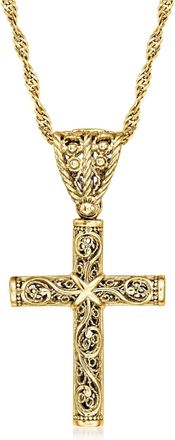 Ross-Simons 18kt Gold Over Sterling Filigree Cross Pendant Necklace