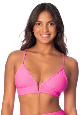 Maaji Womens Maaji Radiant Pink Parade Long Line Triangle Bikini Top Swimwear GBO637