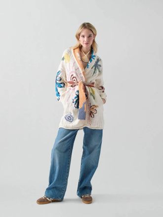 Lingua Franca Benetos Robe In Cream Multi