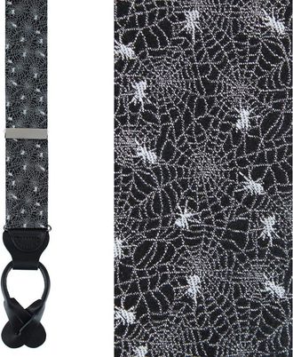 Trafalgar Store Venom Spider Web Motif Novelty Silk Button End Suspenders in Black at Nordstrom