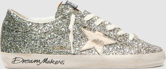Golden Goose Baskets Super Star Glitter Platinum Green
