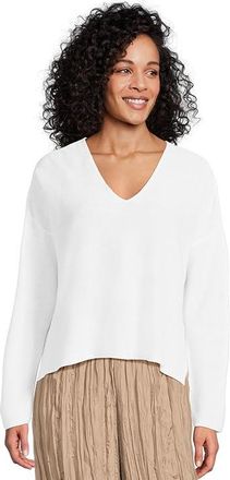 Eileen Fisher V-Neck Sweater Womens Sweater White 1 : LG, Cashmere/Cotton/Polyester
