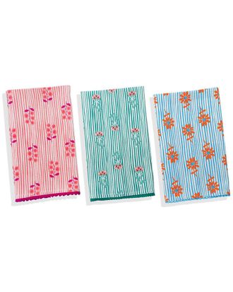 Tiramisu Summer Floral Stripe Kitchen Towel Set