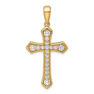 Diamond2Deal 14k Gold Lab Grown Diamond Cross Pendant (0.75ct, VS, D-E)