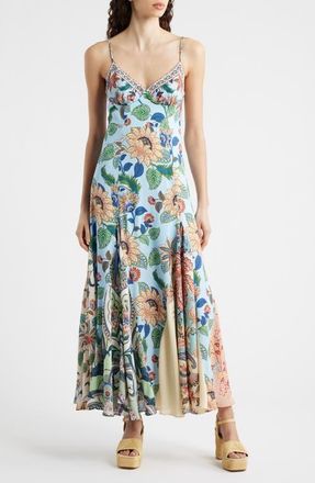 Farm Rio Floral Delight Sleeveless Maxi Dress in Floral Delhi Light Blue at Nordstrom, Size X-Large