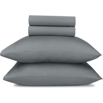 California Design Den Signature Comfort 100% Egyptian Cotton Soft Sateen Sheet Set in Grey at Nordstrom, Size California King