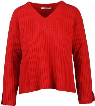 KANGRA Maglione a V - Dames - Cashmere truien - Rood - S - Wol - Truien & Vesten