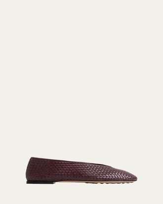 Bottega Veneta Micro Woven Nappa Leather Ballerina Flats