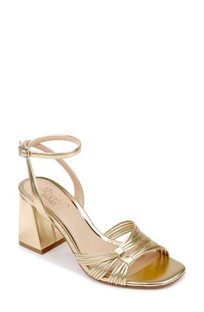 Badgley Mischka Michelle Ankle Strap Sandal in Gold at Nordstrom, Size 11