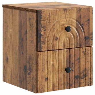 vidaXL Mesita De Noche De Pared Madera Envejecida 33 X 34,5 X 40 Cm Vidaxl
