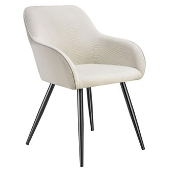 TecTake Silla de comedor con dise&ntilde;o de pana 58 x 62 x 82 cm crema/negro