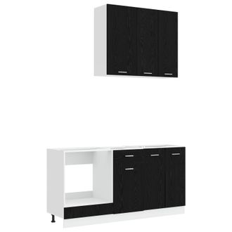 vidaXL Unidad De Cocina Lyon 5 Uds. Roble Negro Madera De Ingenier&iacute;a Vidaxl