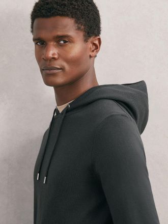 Reiss Bottle Green Wool Drawstring Hoodie, Xxl