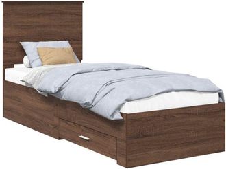 vidaXL Bed Frame Brown Oak and Silver 75 x 190 cm Engineered Wood vidaXL