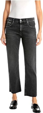 Replay Jeans, Dames, Grijs, W28 L30, Katoen, Akeme Straight Low Waist Jeans