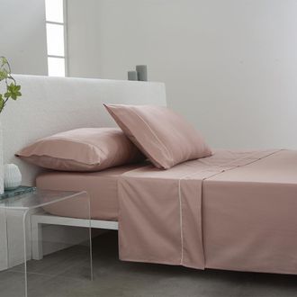 COTTON ARTEAN Juego de sábanas satén algodón 300 hilos salmón 280x270 cama 200