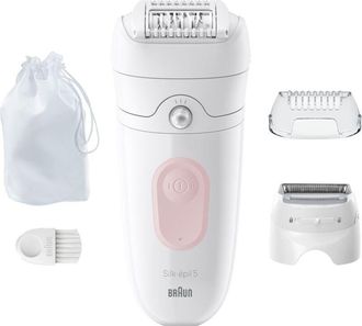 Braun Silk-&eacute;pil 5 5-030, Epilatore Elettrico Donna, Per Una Epilazione Semplice, Bianco/Rosa
