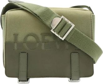 Loewe Pre-owned Logo Messenger Bag - Dames - Vintage Schoudertas - Groen - ONE Size - Leer - Vintage