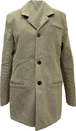 Bottega Veneta Bottega Veneta single-breasted blazer met visgraatmotief in beige polyamide