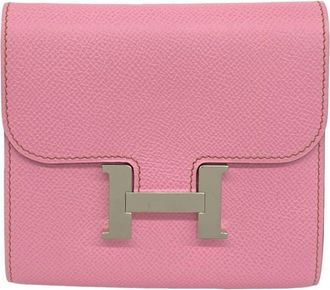 Herm&egrave;s Pink Epsom Leather Wallet (Bi-Fold) (Pre-Owned)