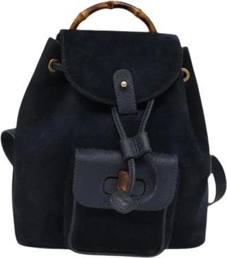 Gucci Pre-owned Backpacks, female, Blue, Size: ONE SIZE Pre-owned bamboo backpack
