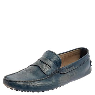 Tod's Tods Blue Leather Gommino Driving Loafers